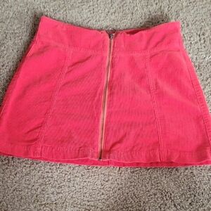 Forever 21 Red/Orange Full Zip Front Corduroy Mini Skirt